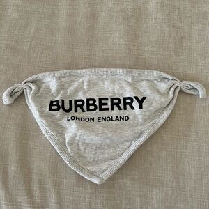 NWOT Burberry Baby Gray Unisex Logo Bandana | 100% Cotton